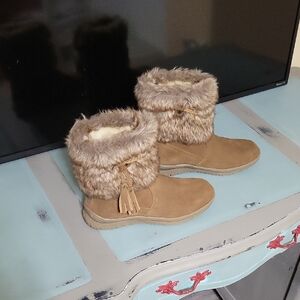 Tan Faux Fur Ankle Boots
